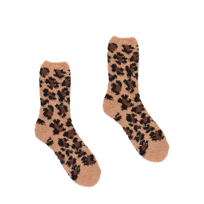 Brown Leopard Butter Slipper Socks