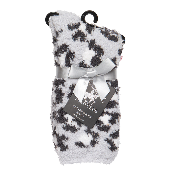 Gray Leopard Butter Slipper Socks