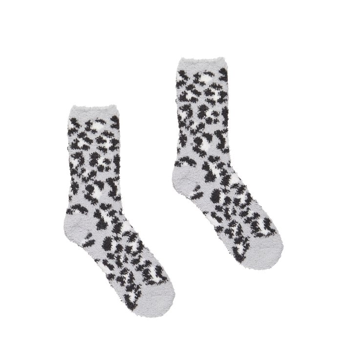 Gray Leopard Butter Slipper Socks