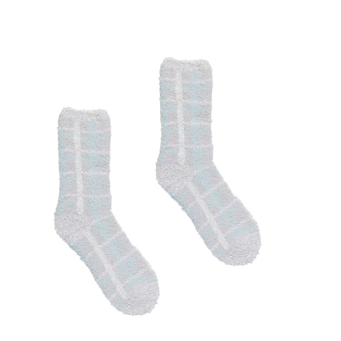 Gray Plaid Butter Slipper Socks