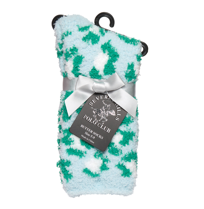 Green Leopard Butter Slipper Socks