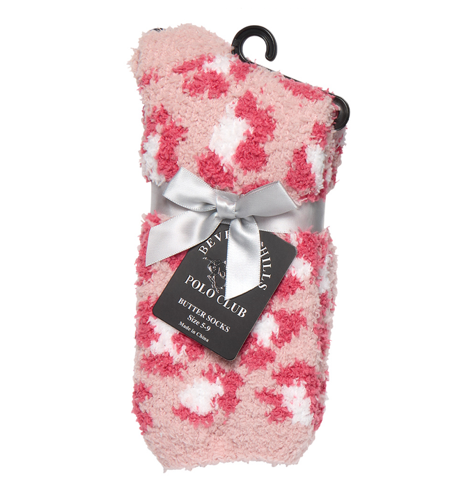 Pink Leopard Butter Slipper Socks