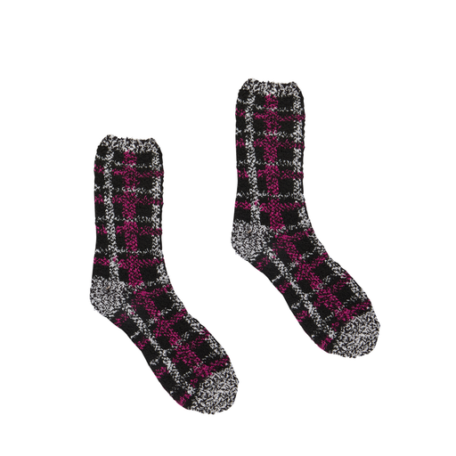 Pink & Black Plaid Butter Slipper Socks