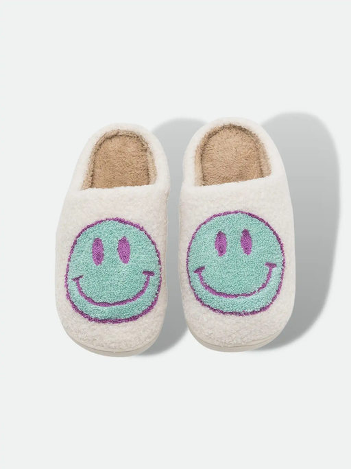 Blue & Violet Smiley Face Slippers