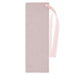 Pink textured bookmark with a ribbon on a white background