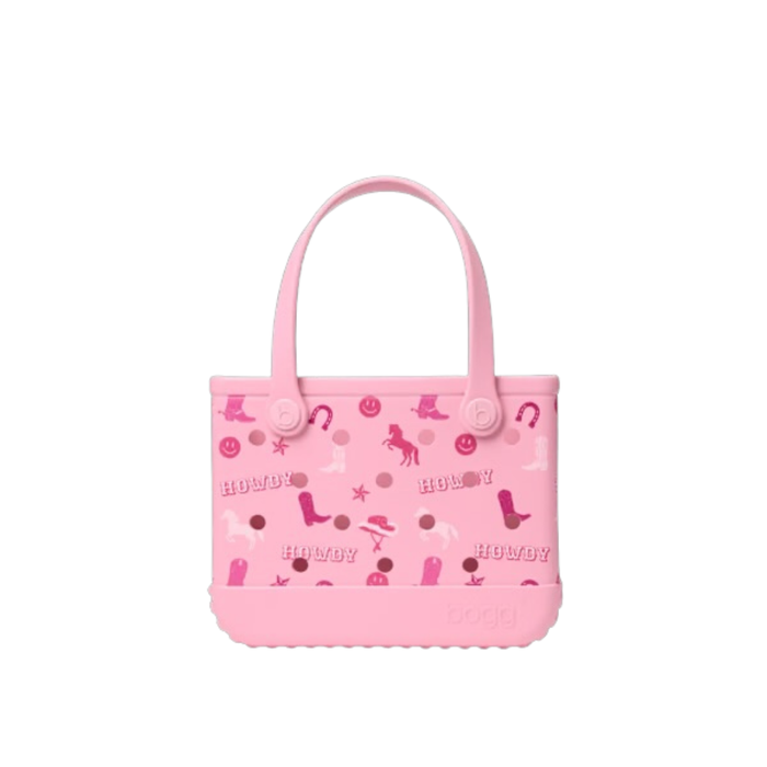 Pink children's handbag with patterns on a white background