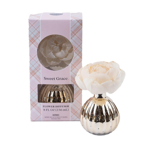 Flower diffuser with packaging labeled 'Sweet Grace' on a white background