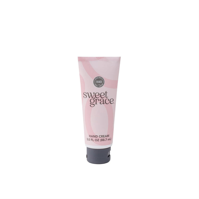 Tube of sweet grace hand cream on a white background