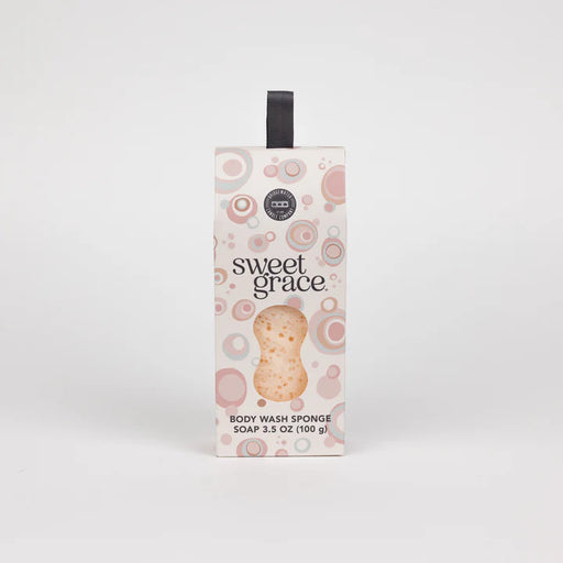 Box of Sweet Grace body wash sponge on a white background