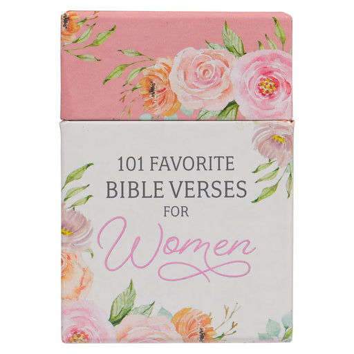 Book titled '101 Favorite Bible Verses for Women' with floral design on cover