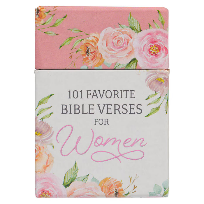 Book titled '101 Favorite Bible Verses for Women' with floral design on cover