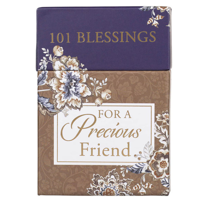 Book titled '101 Blessings for a Precious Friend' with floral design on cover