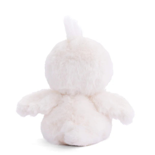 White plush snowman toy on a white background