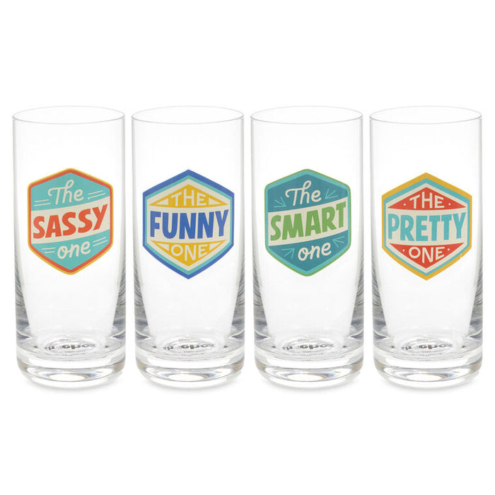 Badges of Honor Funny Drinking Glasses, Set of 4