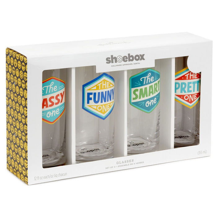 Badges of Honor Funny Drinking Glasses, Set of 4