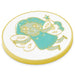 A round white token with a gold metallic rim and a central illustration of a cute fairy in light blue-green with gold outlines, holding a star wand.