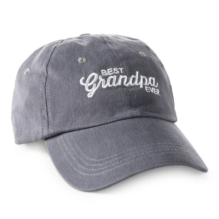 Gray cap with 'Best Grandpa Ever' text on a white background