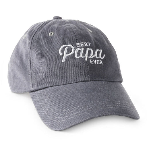 Gray cap with 'Best Papa Ever' text on a white background