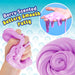 Purple berry scented putty being held and stretched with a close-up of hands playing with it.