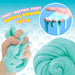 Sweet frosting scented buttersy smooth putty with a hand holding it and close-up of texture.