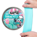 Crazy Aaron's Thinking Putty container with a hand stretching blue putty.
