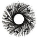 A black twig-style circular wreath decorated with small black bat silhouettes, shown on a plain white background.