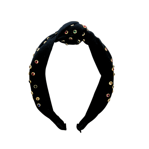 black Knotted Rhinestone Headband