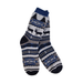 Pair of patterned socks with reindeer design on a white background