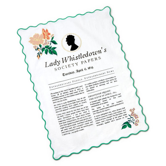 Bridgerton Lady Whistledown's Society Papers Tea Towel, 18x26