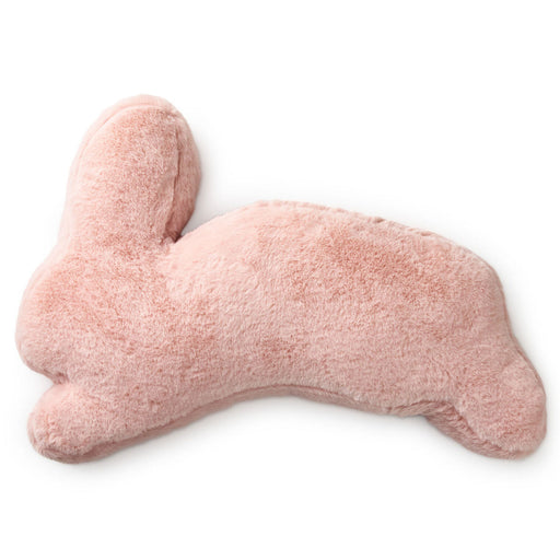 Pink bunny-shaped pillow on a white background