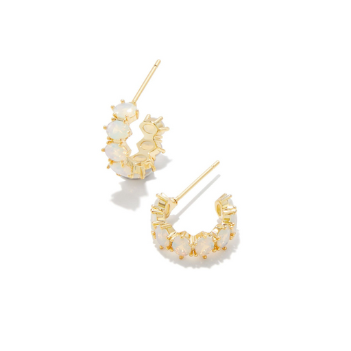Kendra Scott Cailin Gold Crystal Huggie Earrings in Champagne Opal Crystal