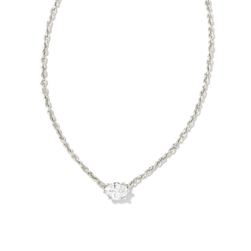 Kendra Scott Cailin Silver Pendant Necklace in White Crystal