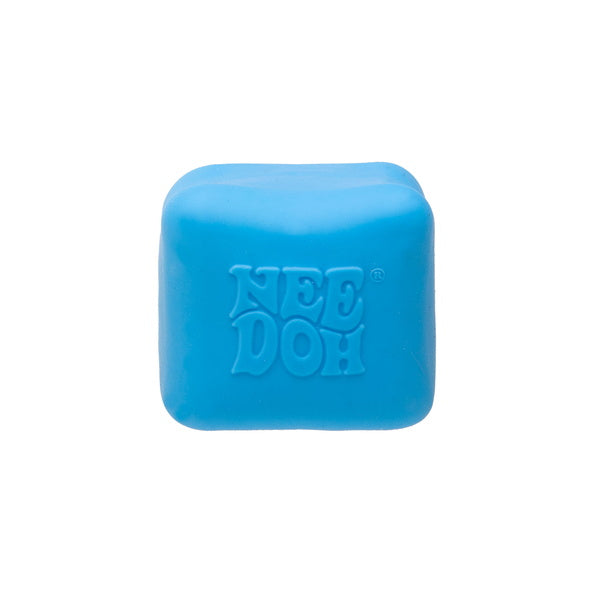 Blue square block with 'Nee Doh' branding on a white background