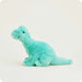 Plush dinosaur toy in teal color on a white background