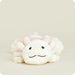 White plush toy with pink accents on a light beige background