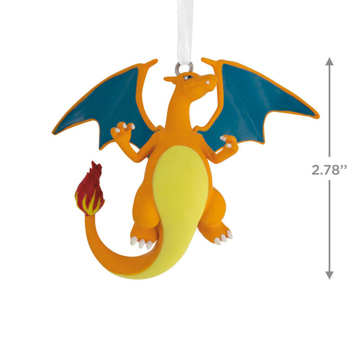 Decorative ornament of a dragon-like creature with blue wings and a yellow body, featuring a measurement label on a white background.