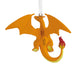 Orange dragon ornament with a flame on a white background