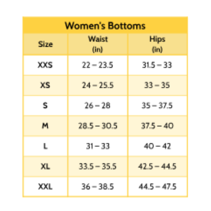 ChicknLegs Women's Bottoms Sizing