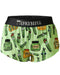 Green boxer briefs with pickle pattern and 'ChicknLegs' branding on a white background