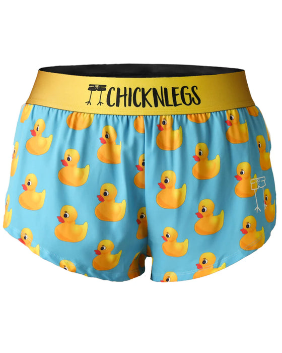 Boxer briefs with rubber duck pattern and 'ChicknLegs' brand on a white background