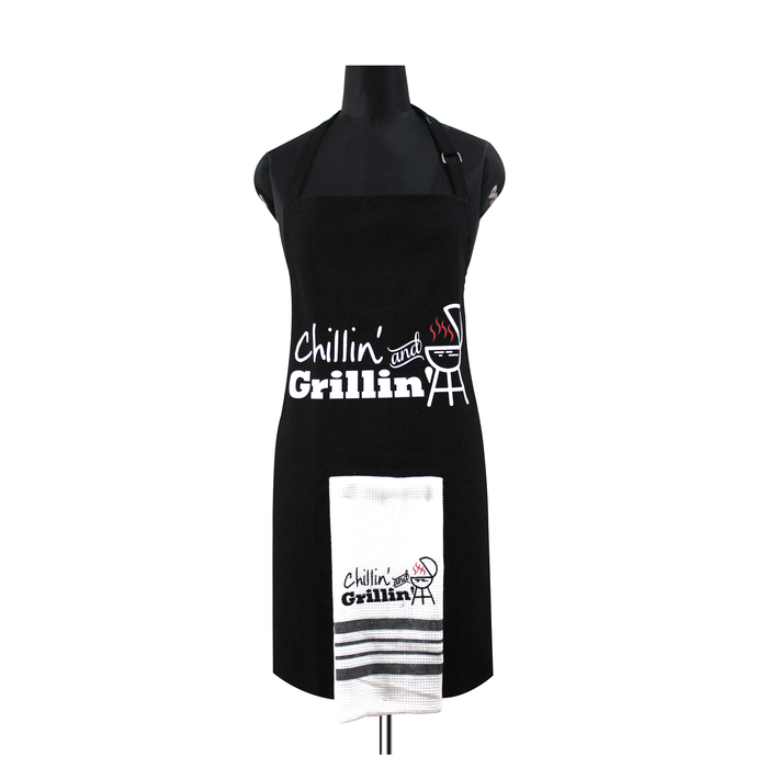 Chillin' and Grillin' Apron and Tea Towel Set