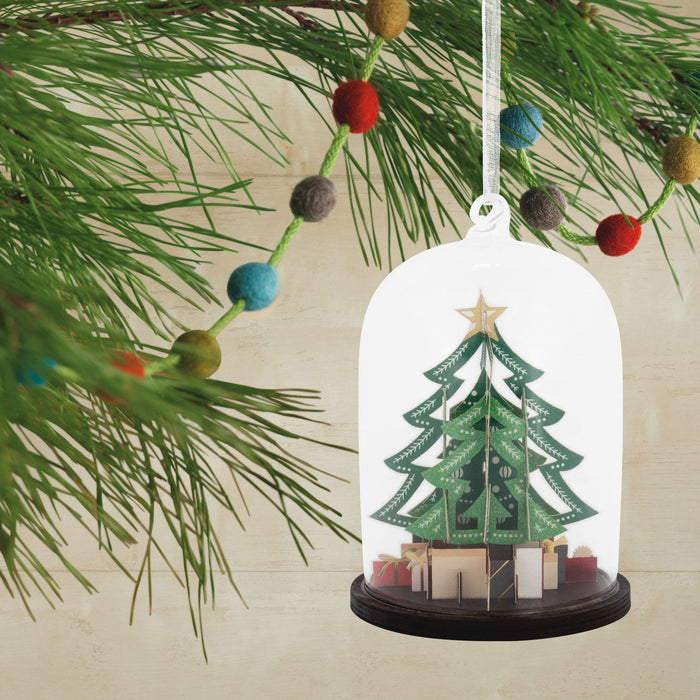 Signature Christmas Tree Cloche Glass and Paper Hallmark Ornament