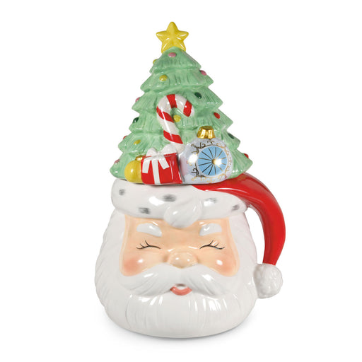 Santa and Christmas Tree Sculpted Cookie Jar