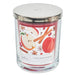 Candle jar with apple and cinnamon design on a white background
