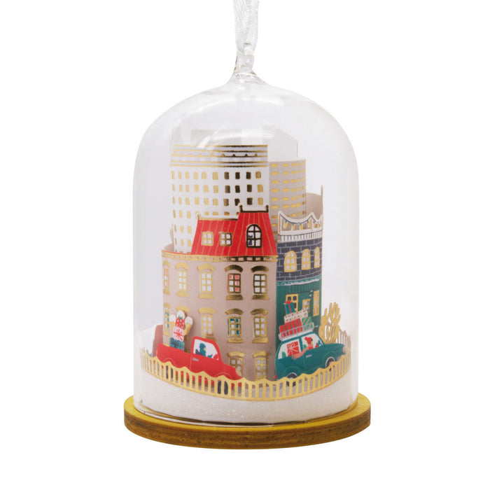 Signature City Scene Cloche Glass and Paper Hallmark Ornament