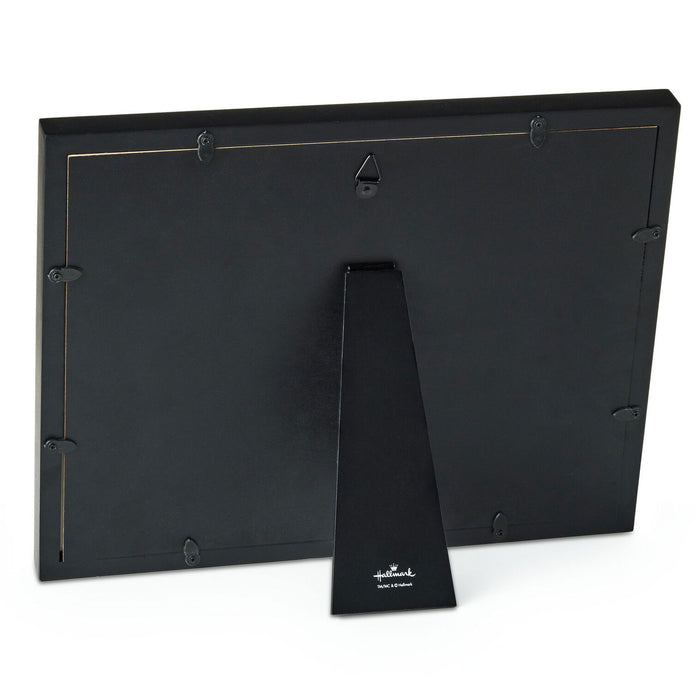 Black picture frame with a stand on a white background