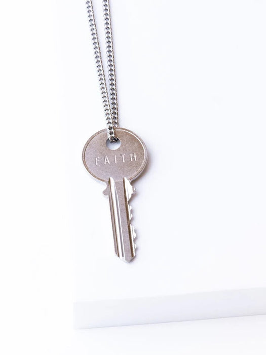 Faith Classic Key Silver Chain Necklace
