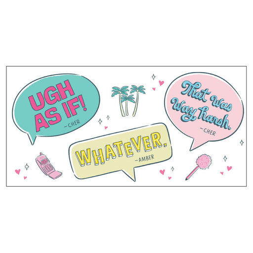 Speech bubble illustrations with quotes and graphics on a white background