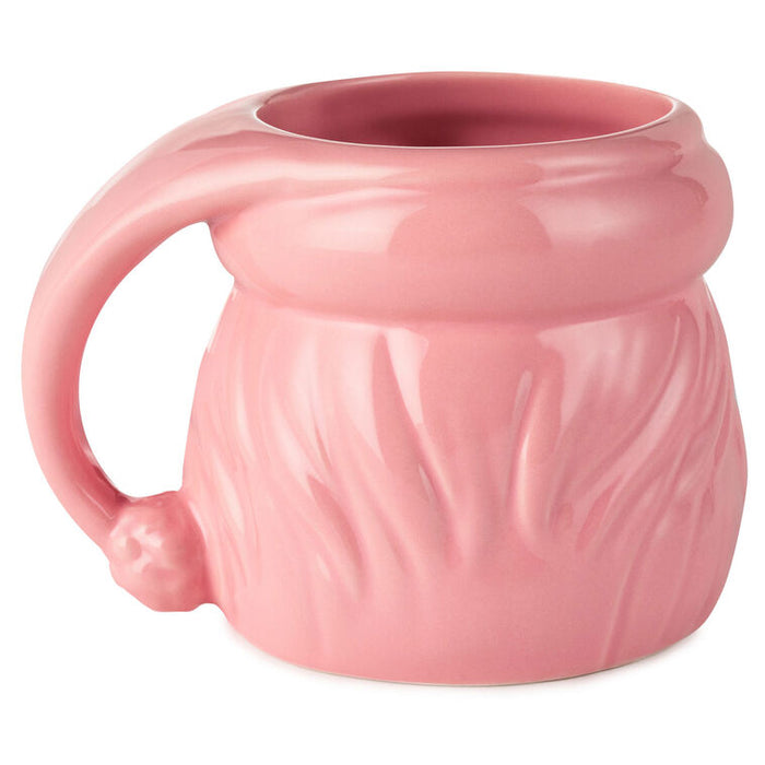 Pink mug with a textured surface on a white background