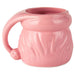 Pink mug with a textured surface on a white background